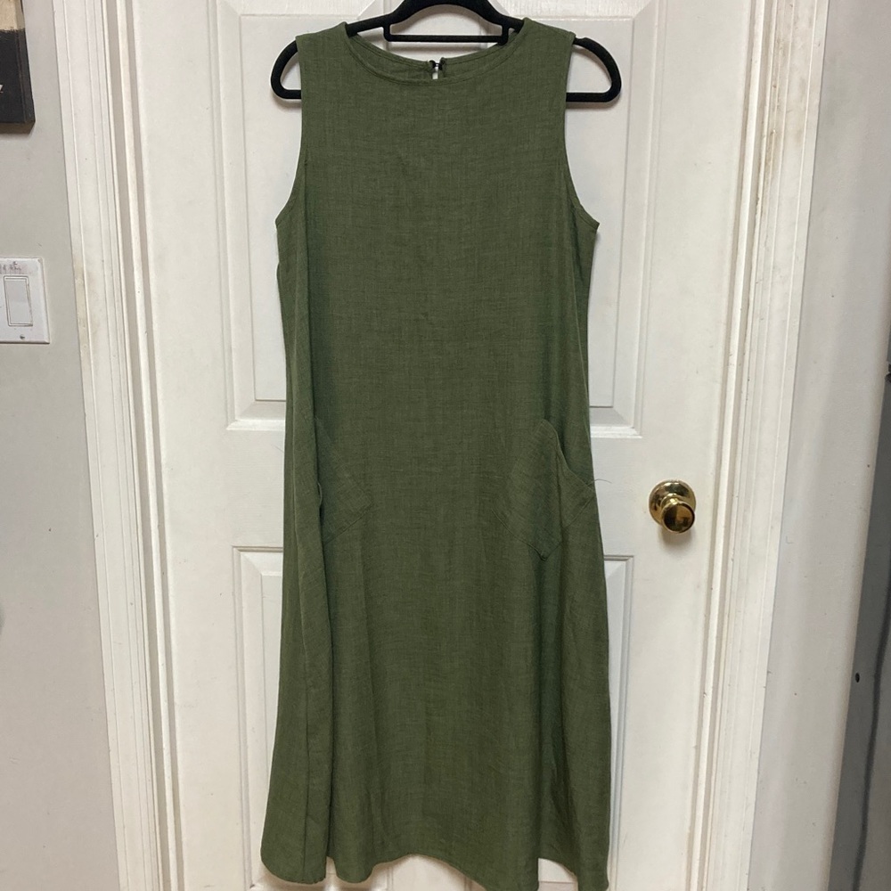 Elegant Olive Green Midi Dress
